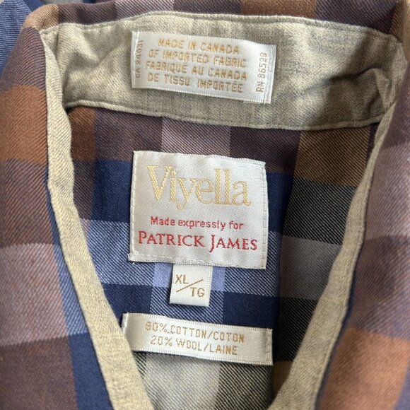 Patrick James Viyella Mens Checkered Long Sleeve Shirt XL Cotton Wool Casual - Picture 3 of 7